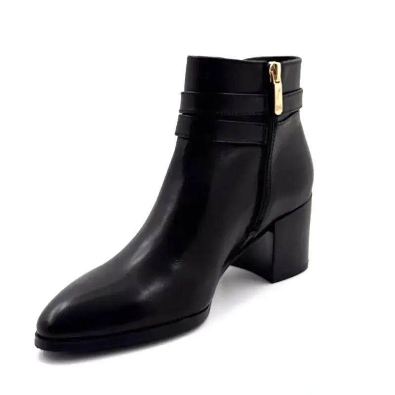 Bottine à Talons Regarde le Ciel Taylor45 Cuir Noir Ivoire Chaussures