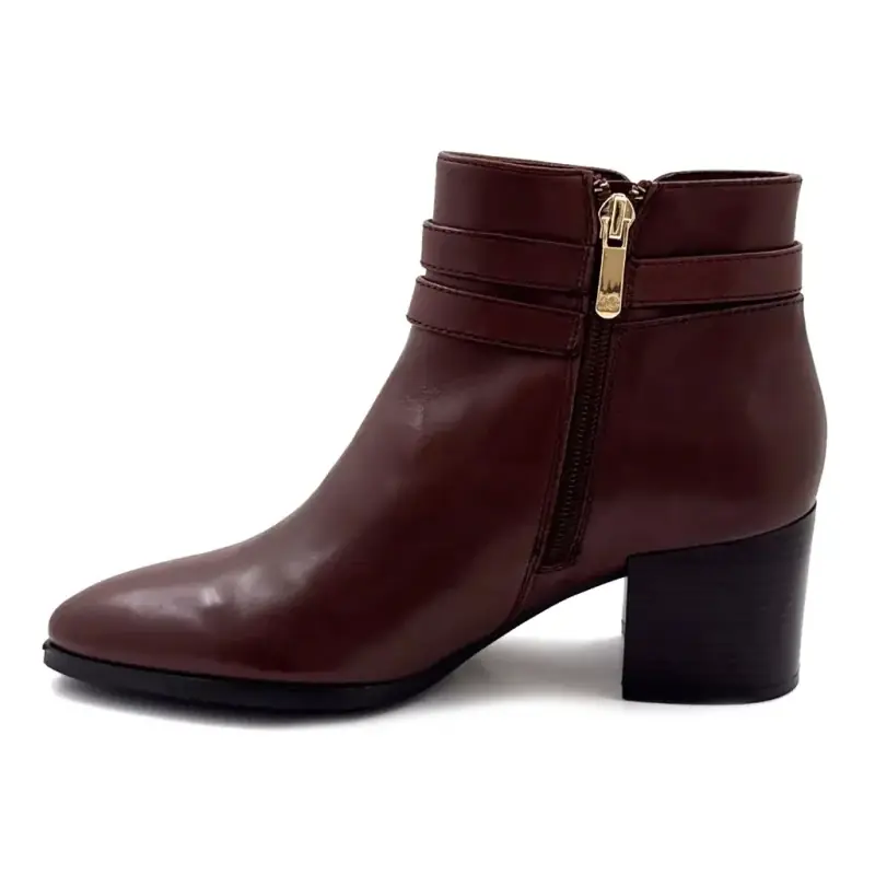 Bottine à Talons Regarde Le Ciel taylor-45 Cuir Marron Ivoire Chaussures