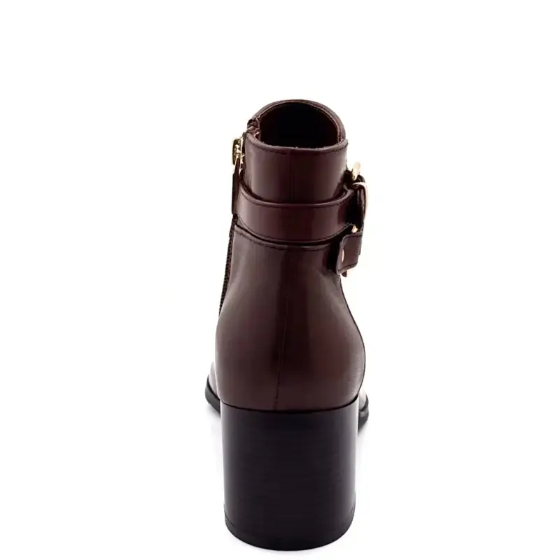 Bottine à Talons Regarde Le Ciel taylor-45 Cuir Marron Ivoire Chaussures