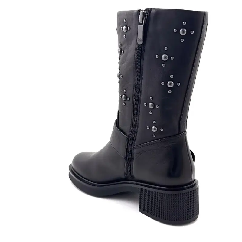 Halfhoge laarzen Regarde Le Ciel Renee02, zwart leer Ivoire Chaussures