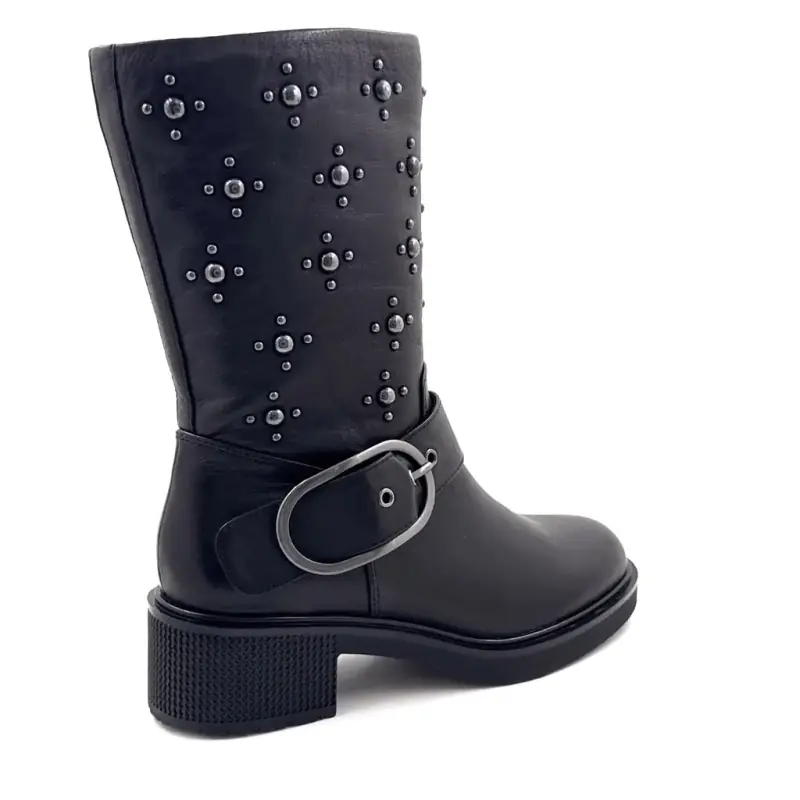 Halfhoge laarzen Regarde Le Ciel Renee02, zwart leer Ivoire Chaussures