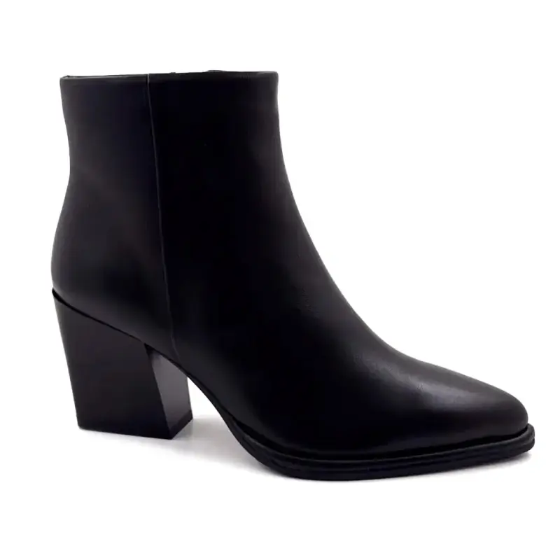 Heeled Ankle Boots Look to the Sky eithel-02 Black Leather Ivoire Chaussures