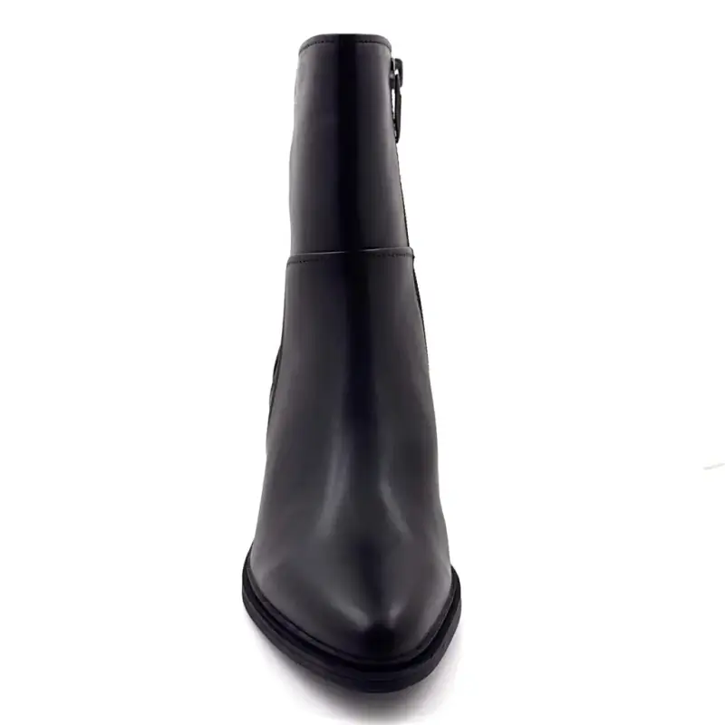 Elettra-03 Black Leather Heeled Ankle Boots Regarde Le Ciel Black Leather Ivoire Chaussures