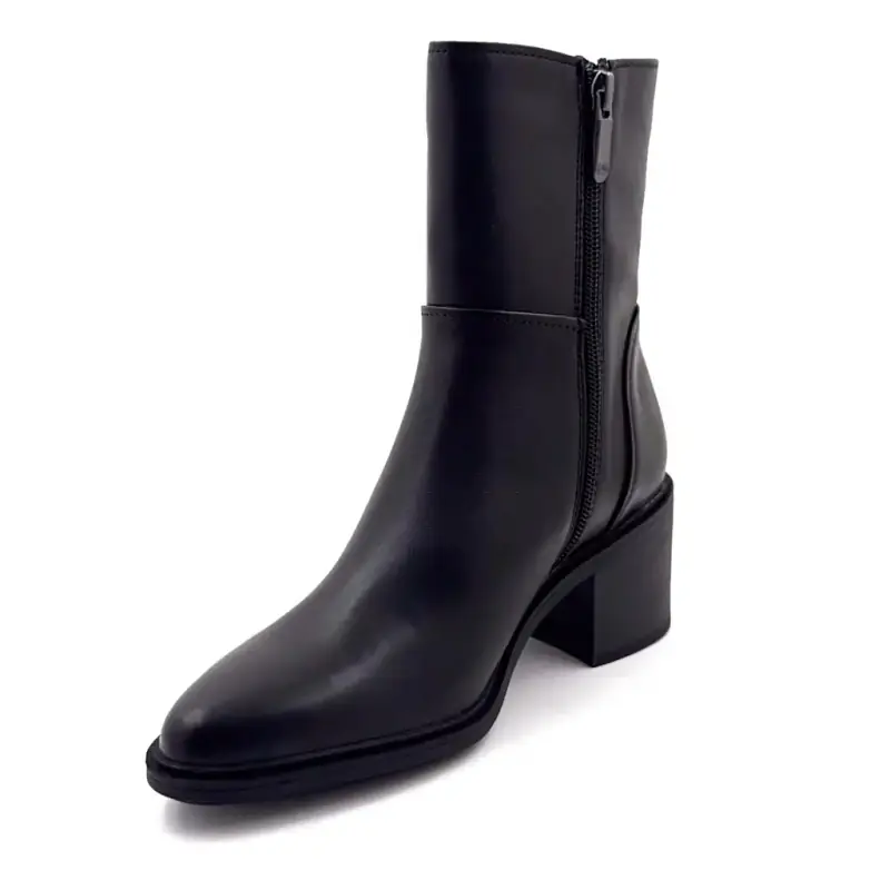 Bottines à Talons Regarde Le Ciel Elettra-03 Cuir Noir Ivoire Chaussures
