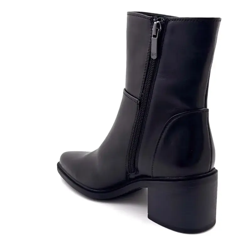 Bottines à Talons Regarde Le Ciel Elettra-03 Cuir Noir Ivoire Chaussures