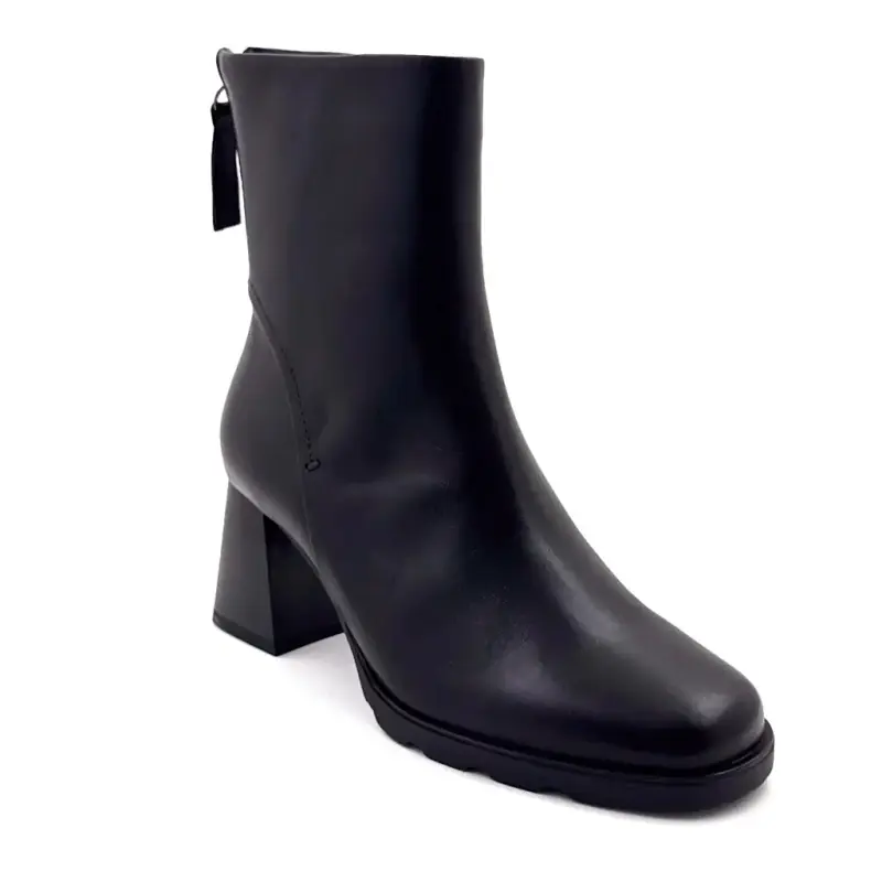 Bottines à Talons Regarde Le Ciel Cali-01 Cuir Noir Ivoire Chaussures