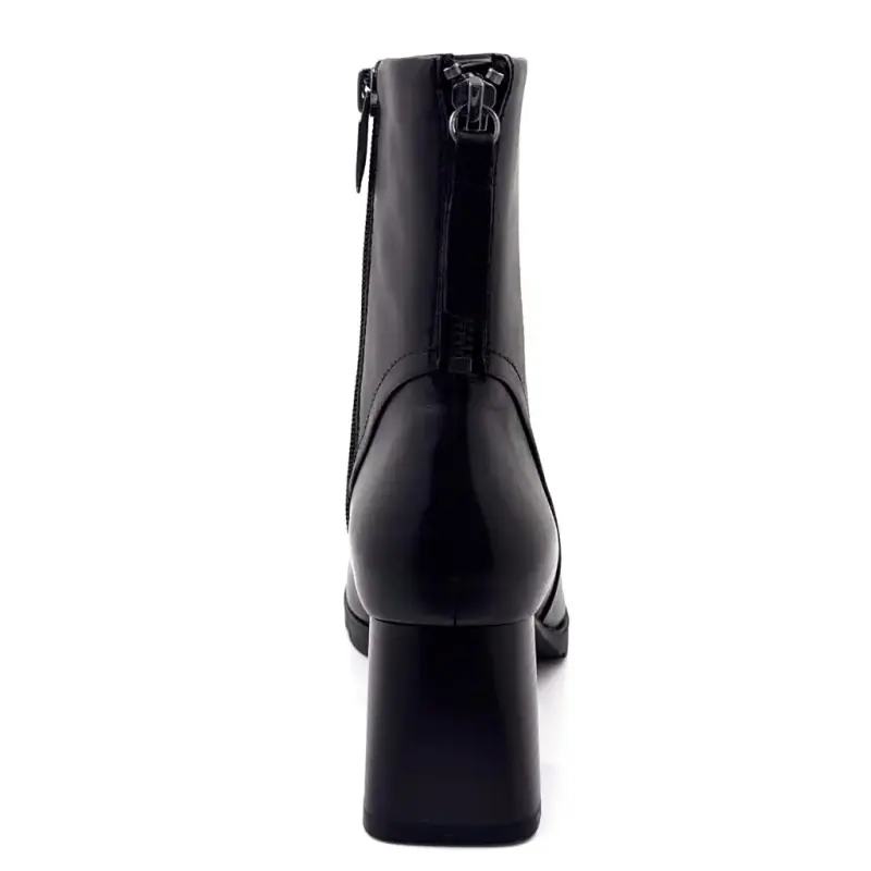 Bottines à Talons Regarde Le Ciel Cali-01 Cuir Noir Ivoire Chaussures