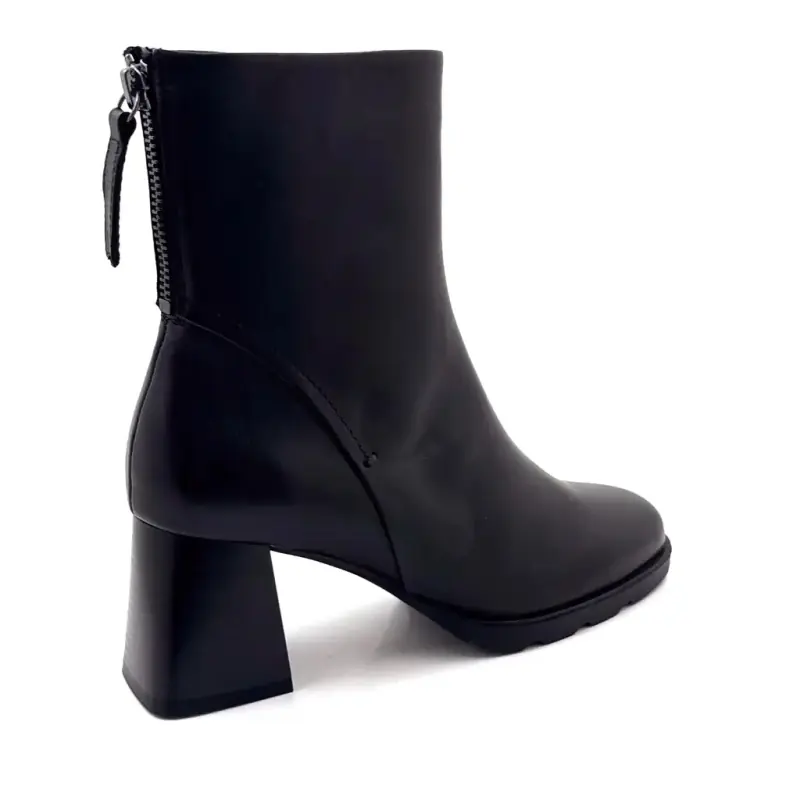Bottines à Talons Regarde Le Ciel Cali-01 Cuir Noir Ivoire Chaussures