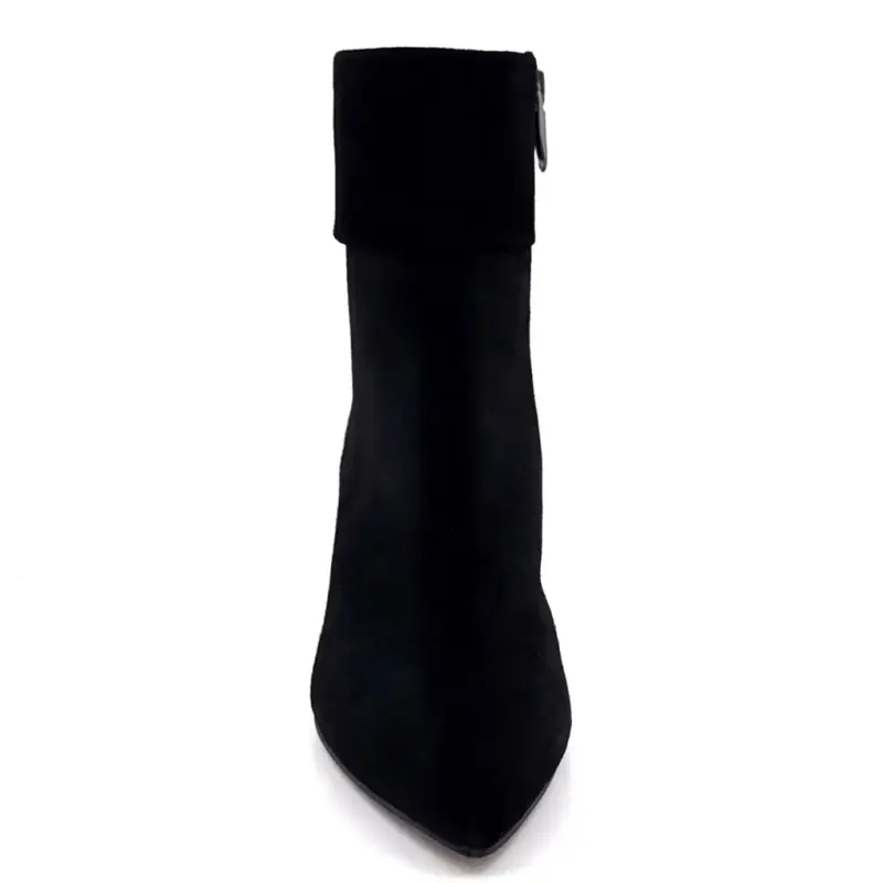 Botas de cano curto com salto Look to the Sky Hadley01 em camurça preta Ivoire Chaussures
