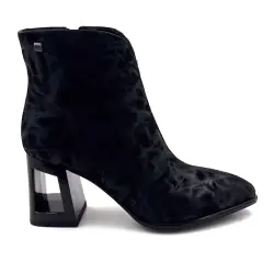Metamorphosis Babine Schimmernde schwarze Leder-Ankle-Boots mit Absatz %price%