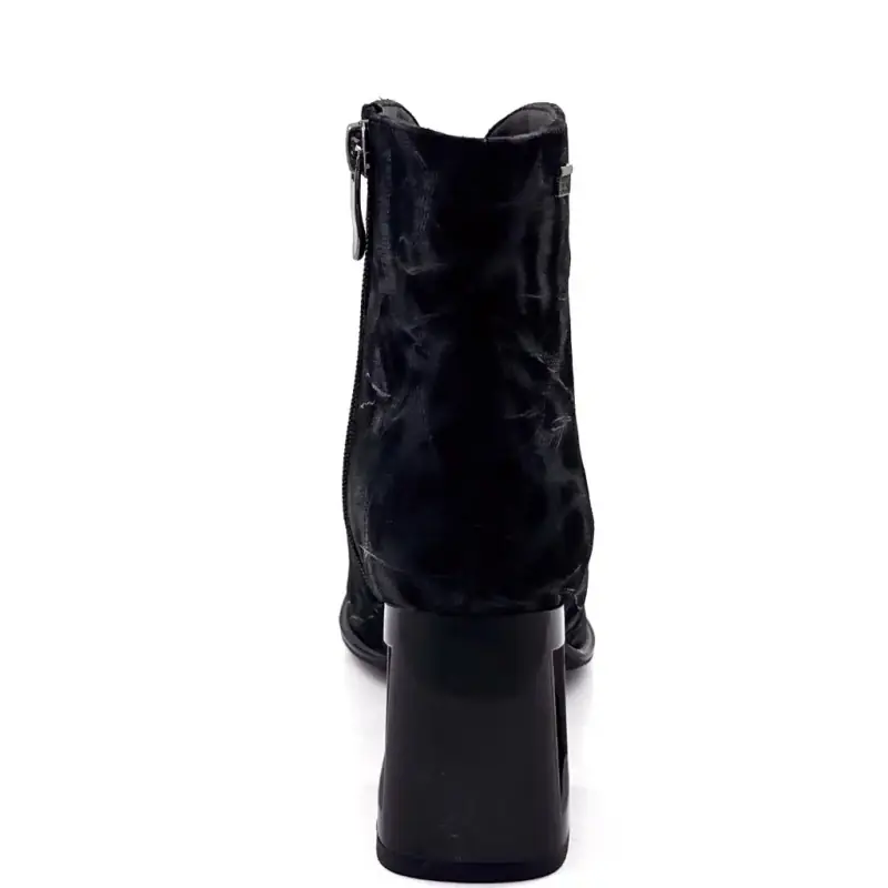 Botas de tornozelo Metamorphosis Babine em couro preto iridescente Ivoire Chaussures
