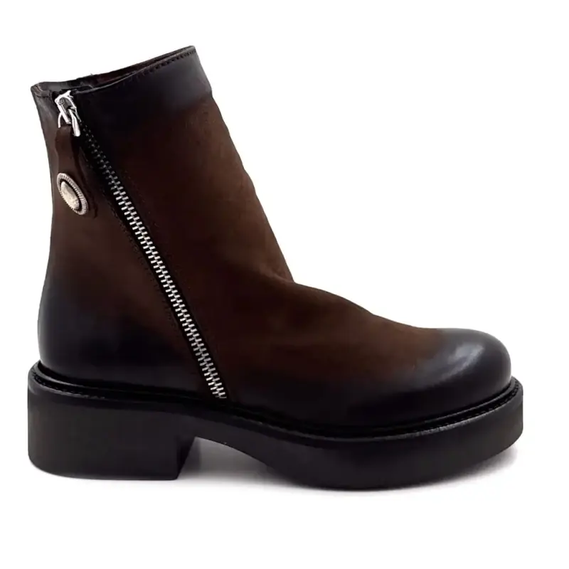 Nu2547 Stivaletti alla caviglia in pelle marrone, modello misto 195,00&nbsp;€