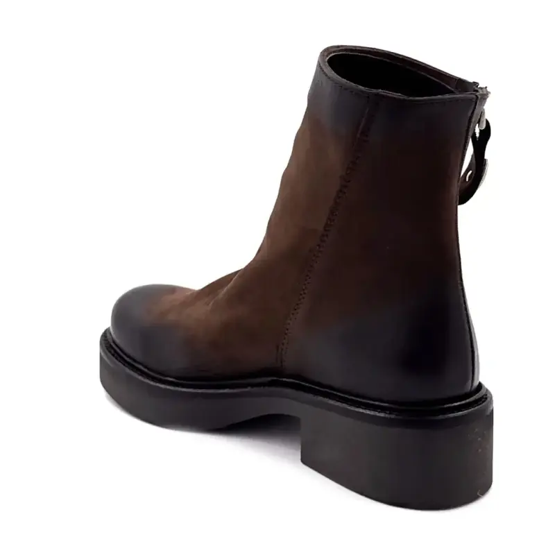 Nu2547 Ankelstøvletter for blandede raser, brunt skinn Ivoire Chaussures