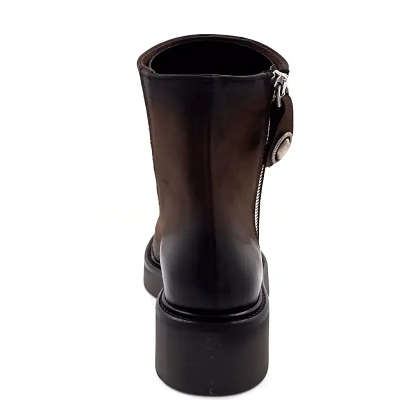 Nu2547 Mixed-Race Ankle Boots, Brown Leather Ivoire Chaussures