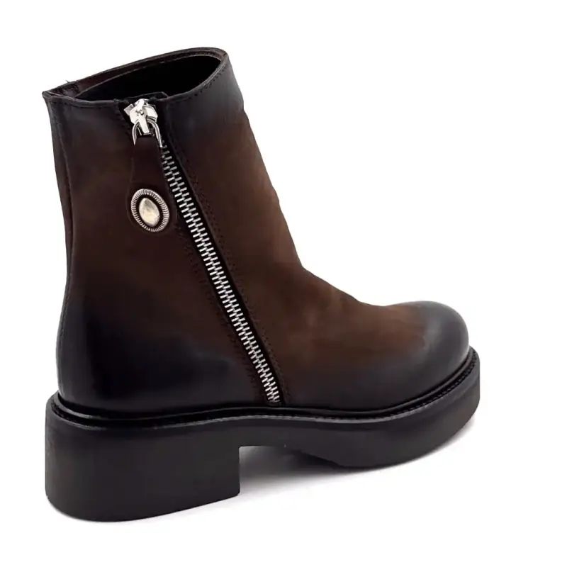 Nu2547 Ankelstøvletter for blandede raser, brunt skinn Ivoire Chaussures
