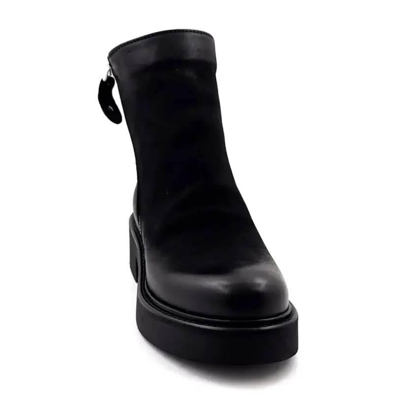 Botas de tornozelo Nu2547 em couro preto Ivoire Chaussures