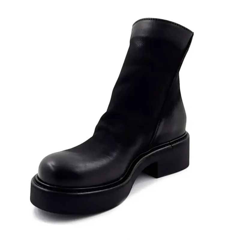 Nu2547 Svarte ankelstøvletter i skinn Ivoire Chaussures