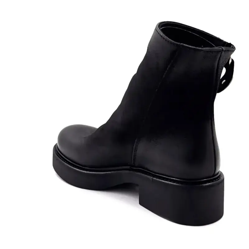 Nu2547 Svarte ankelstøvletter i skinn Ivoire Chaussures