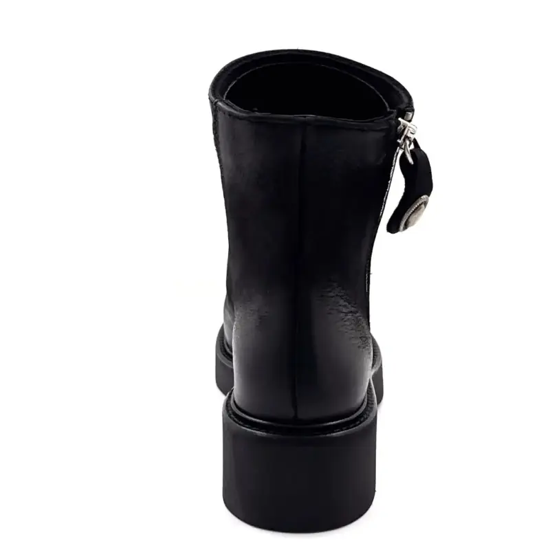 Stivaletti alla caviglia in pelle nera Nu2547 Ivoire Chaussures
