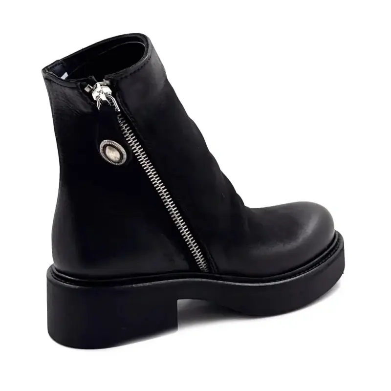 Stivaletti alla caviglia in pelle nera Nu2547 Ivoire Chaussures