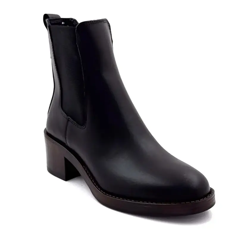 Bottines à Talons Ivoire 25780 Kelly Cuir Noir Ivoire Chaussures