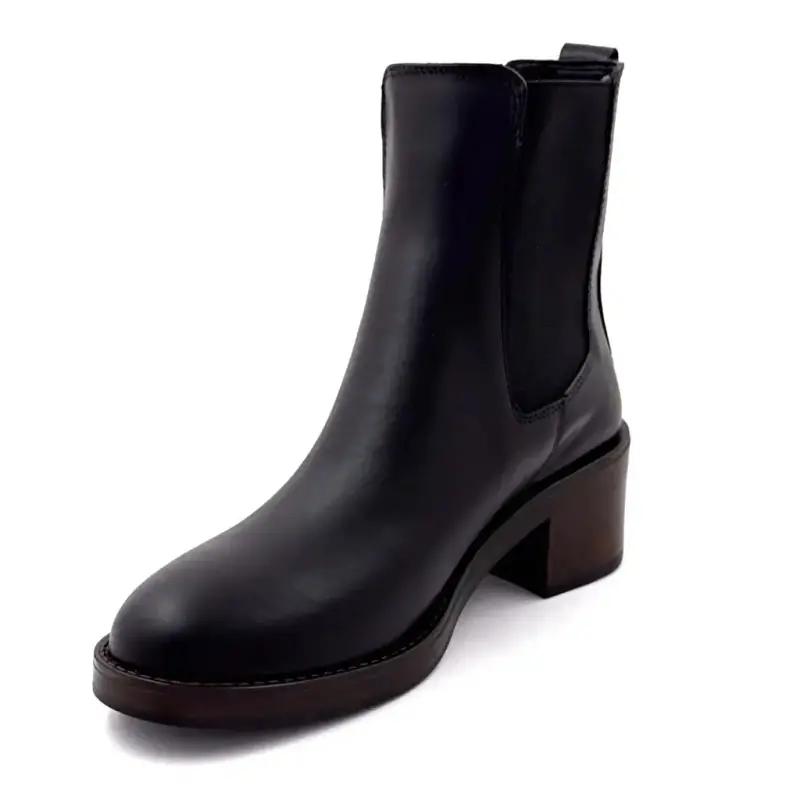 Ivoire Stiefeletten mit Absatz 25780 Kelly Schwarzes Leder Ivoire Chaussures