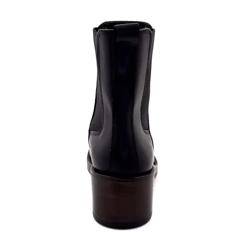 Botines de tacón color Ivoire 25780 Kelly de piel negra Ivoire Chaussures
