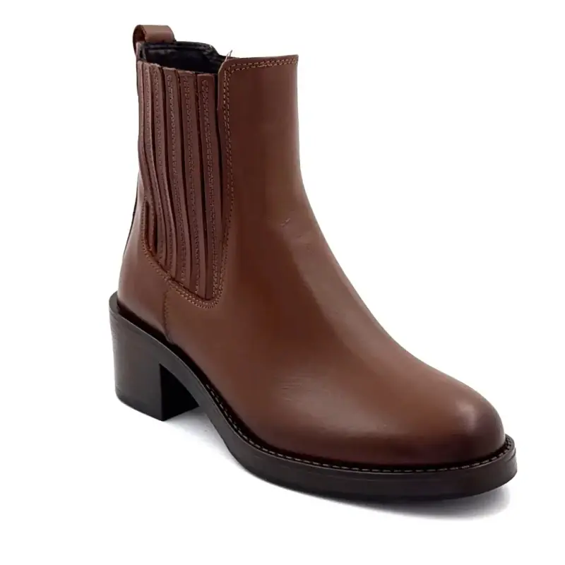 Bottines à Talons Ivoire 25780 Kelly Cuir Camel Ivoire Chaussures