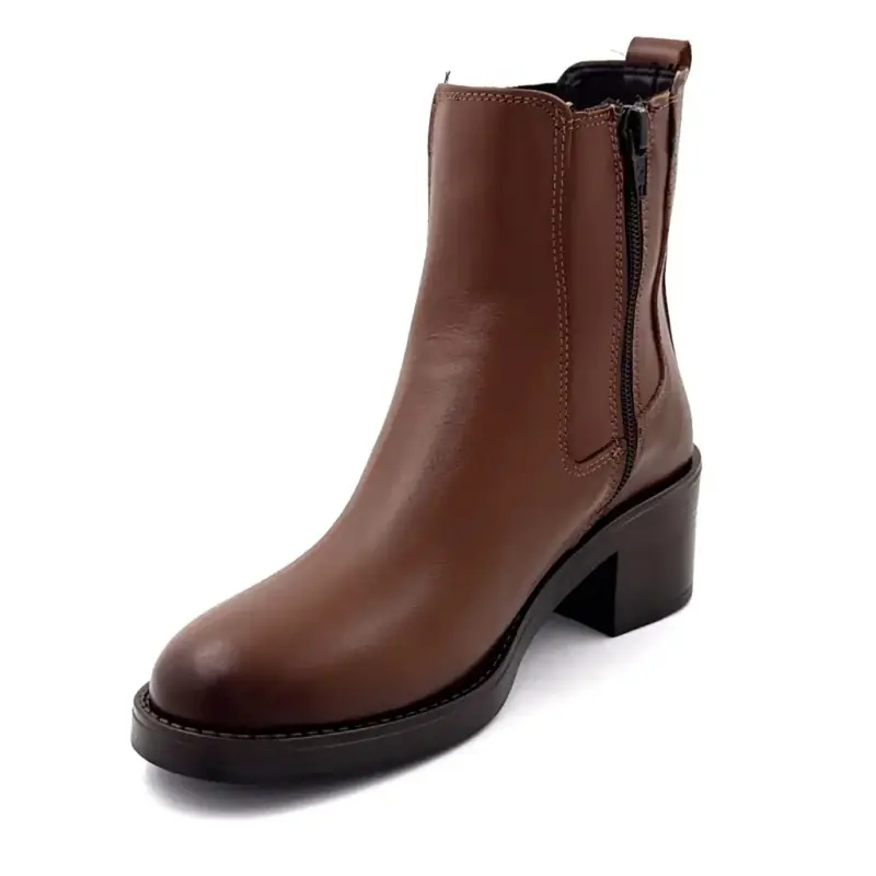 Bottines à Talons Ivoire 25780 Kelly Cuir Camel Ivoire Chaussures