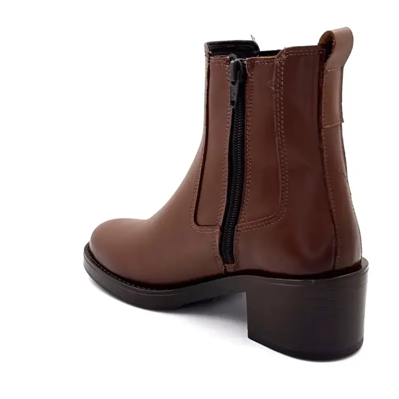 Bottines à Talons Ivoire 25780 Kelly Cuir Camel Ivoire Chaussures