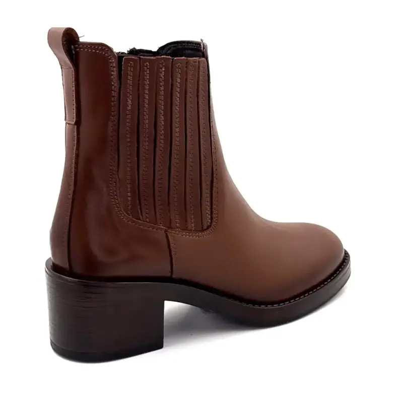Bottines à Talons Ivoire 25780 Kelly Cuir Camel Ivoire Chaussures