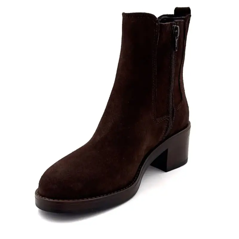 Bottines à Talons Ivoire 25781 Kelly Daim Marron Ivoire Chaussures