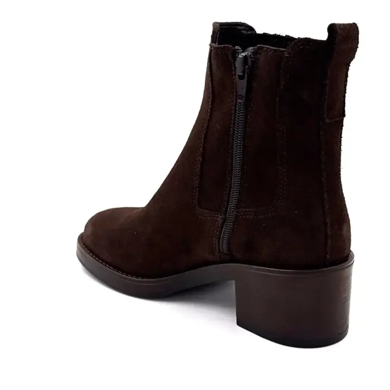 Bottines à Talons Ivoire 25781 Kelly Daim Marron Ivoire Chaussures