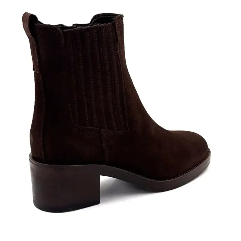 Bottines à Talons Ivoire 25781 Kelly Daim Marron Ivoire Chaussures