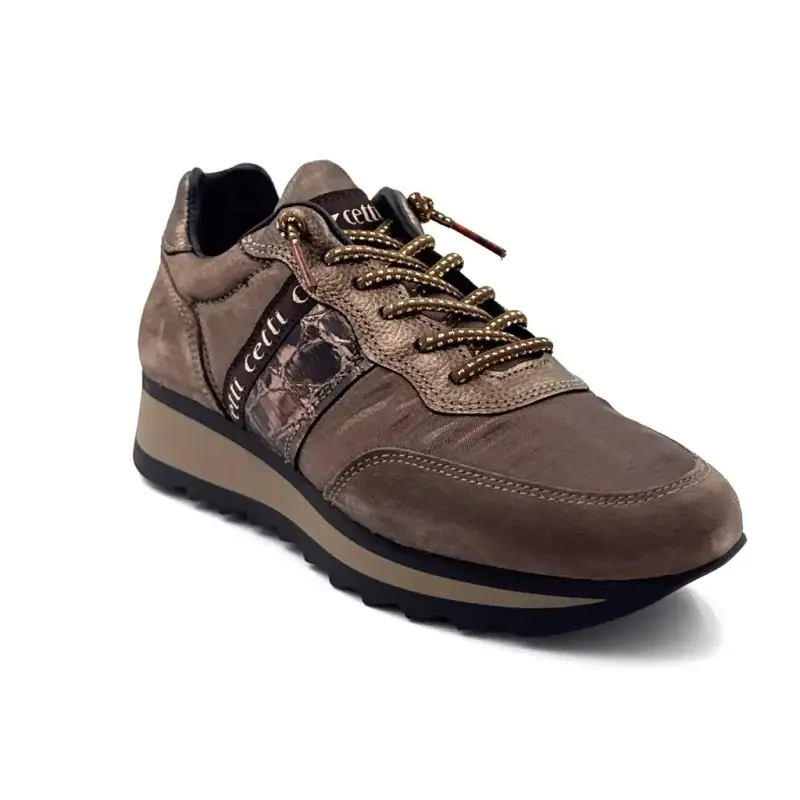Pantofi sport Cetti c849 sra piele și material textil taupe și bronz Ivoire Chaussures