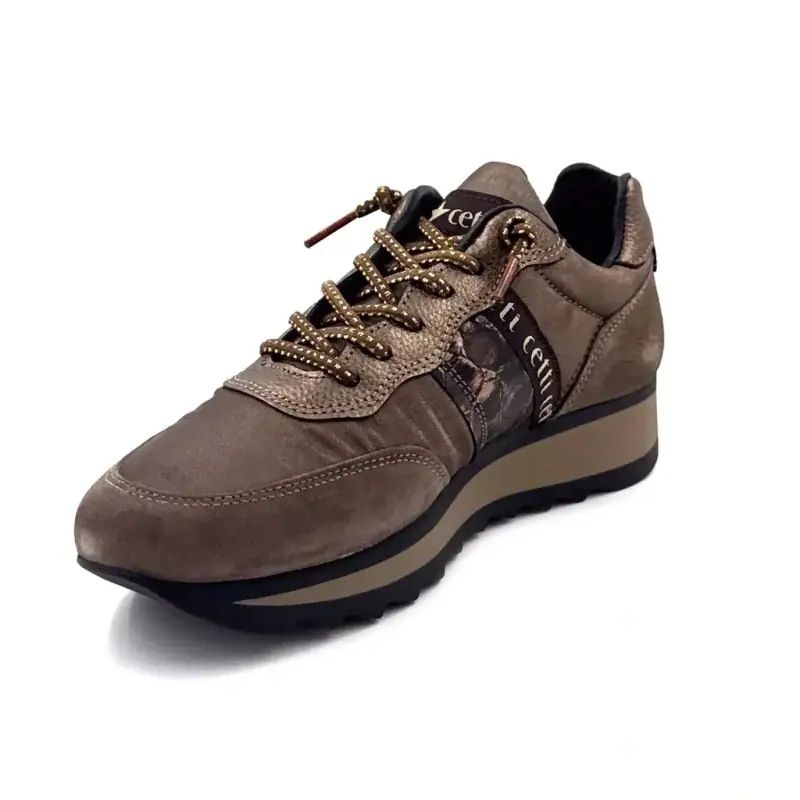 Pantofi sport Cetti c849 sra piele și material textil taupe și bronz Ivoire Chaussures
