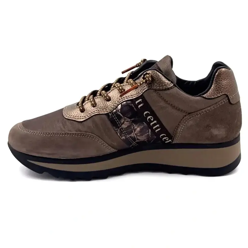 Cetti c849 sra Sneaker Läder & Textil Taupe & Brons Ivoire Chaussures
