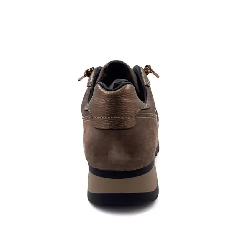 Pantofi sport Cetti c849 sra piele și material textil taupe și bronz Ivoire Chaussures