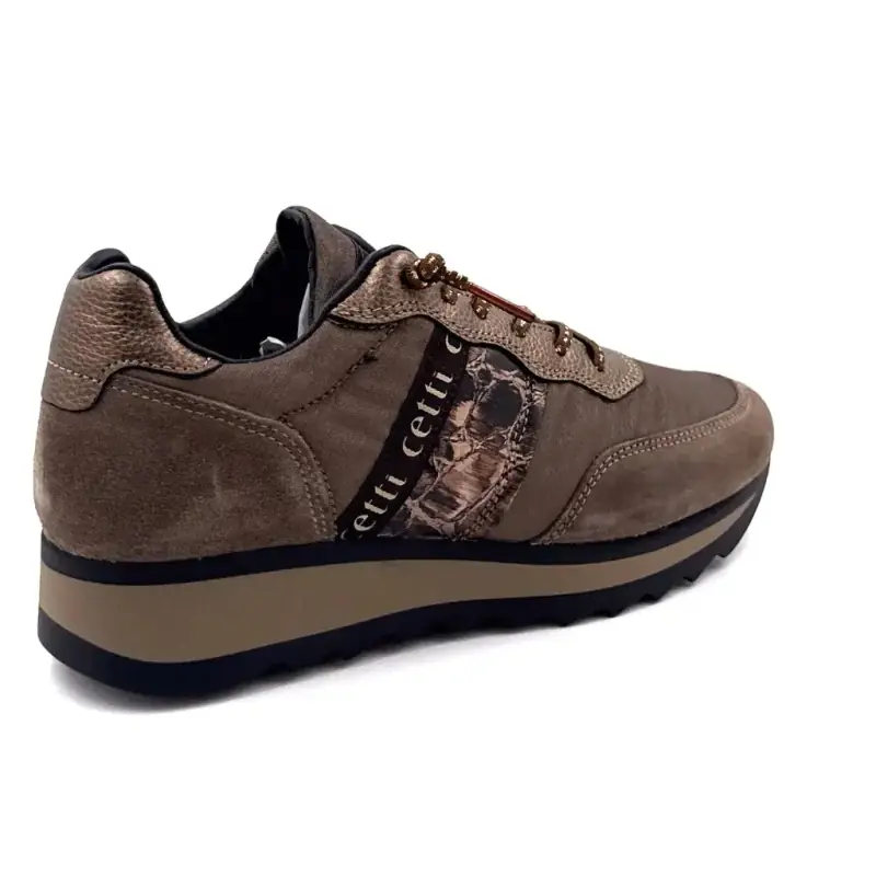 Pantofi sport Cetti c849 sra piele și material textil taupe și bronz Ivoire Chaussures