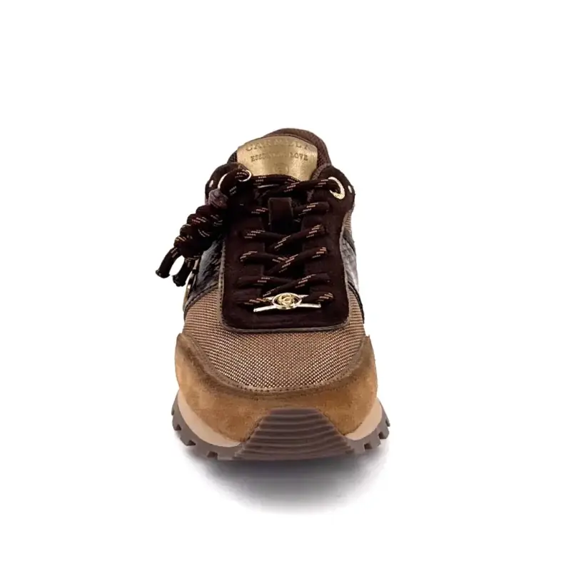 Zapatillas Carmela 164237 Piel y textil Marrón y Reptil Ivoire Chaussures