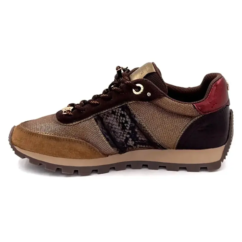 Carmela Sneaker 164237 Leather & Textile Brown & Reptile Ivoire Chaussures