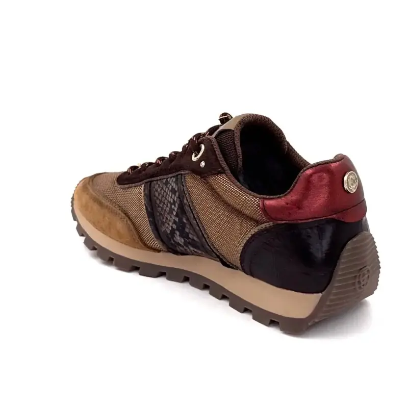 Carmela Sneaker 164237 Läder & Textil Brun & Reptil Ivoire Chaussures