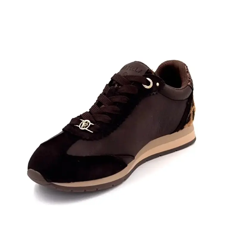 Zapatillas Carmela 164234 Piel y Textil Marrón y Leo Ivoire Chaussures