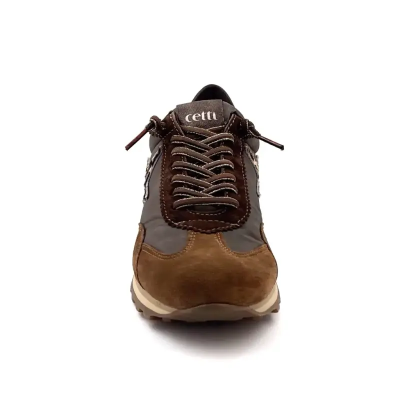 Cetti c1259 Sra Cappuccino-sneakers i lær og tekstil Ivoire Chaussures