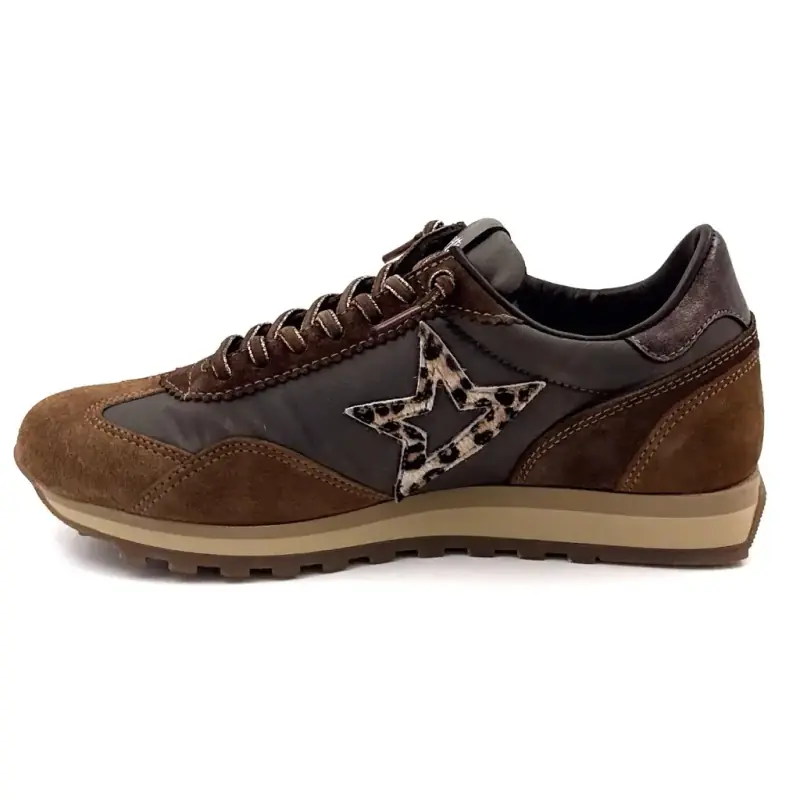 Cetti c1259 Sra Cappuccino-Sneaker aus Leder und Textil Ivoire Chaussures