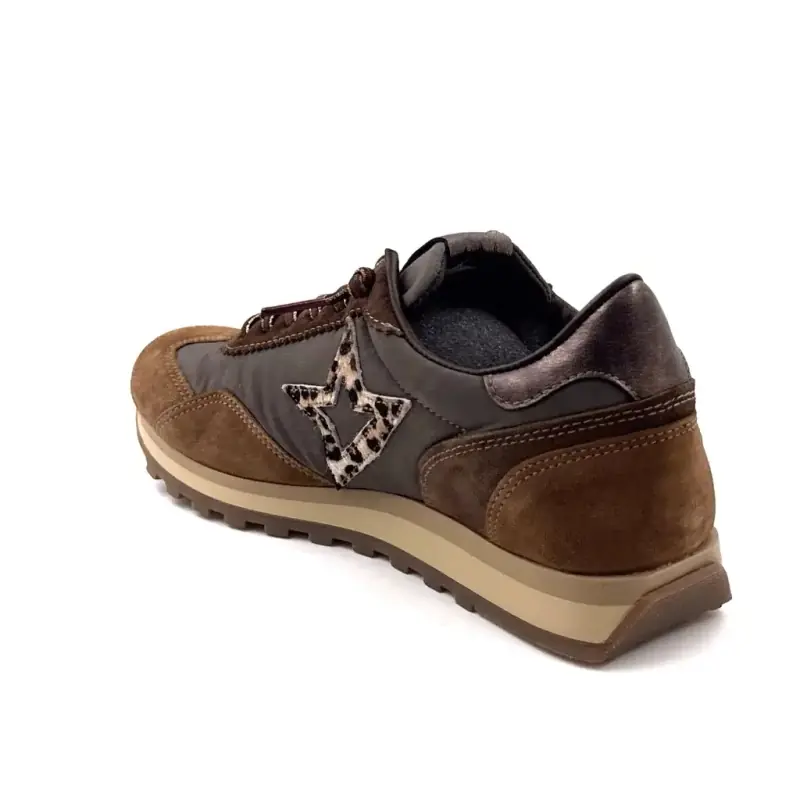 Cetti c1259 Sra Cappuccino-Sneaker aus Leder und Textil Ivoire Chaussures