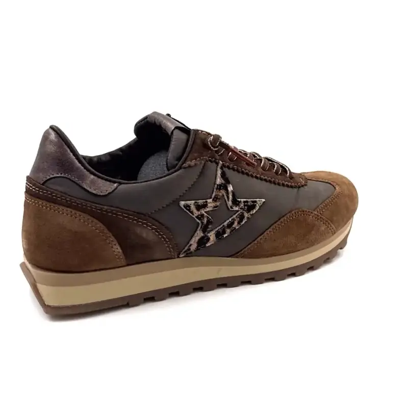 Cetti c1259 Sra Cappuccino-Sneaker aus Leder und Textil Ivoire Chaussures