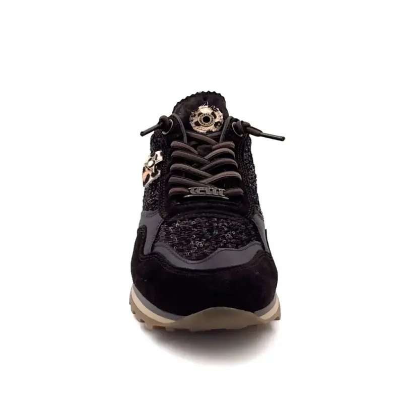 Baskets Cetti c848 Sra Cuir & Glitter Chocolat Ivoire Chaussures