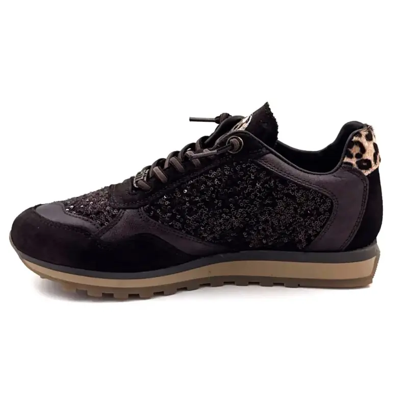 Baskets Cetti c848 Sra Cuir & Glitter Chocolat Ivoire Chaussures