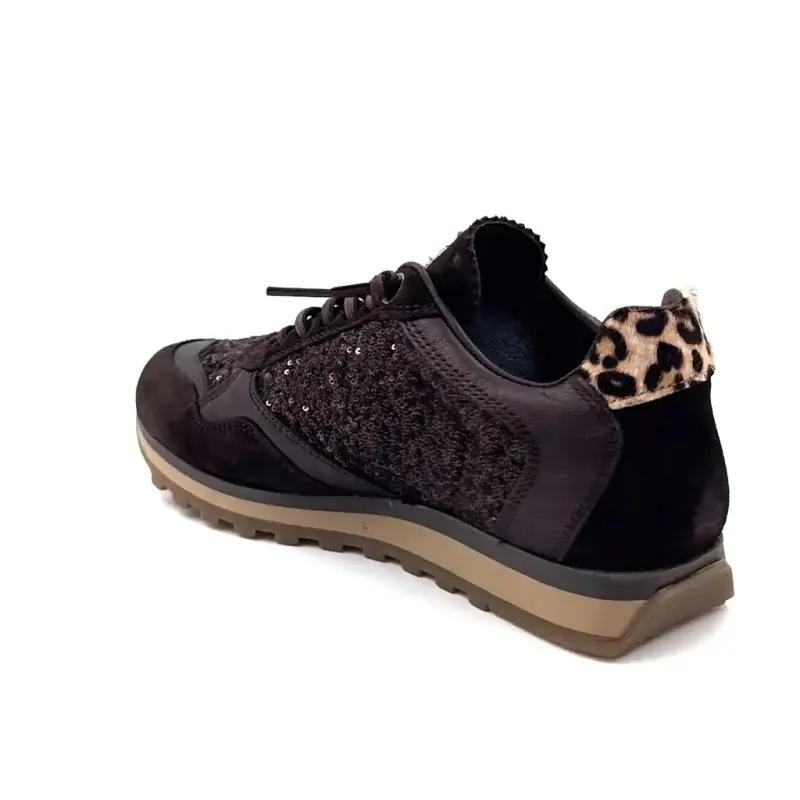 Baskets Cetti c848 Sra Cuir & Glitter Chocolat Ivoire Chaussures